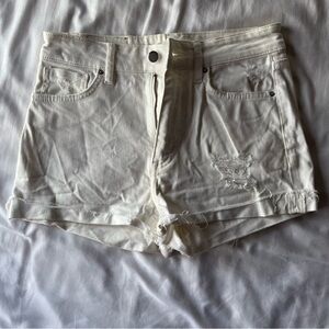 H&M Distressed Denim Shorts in White